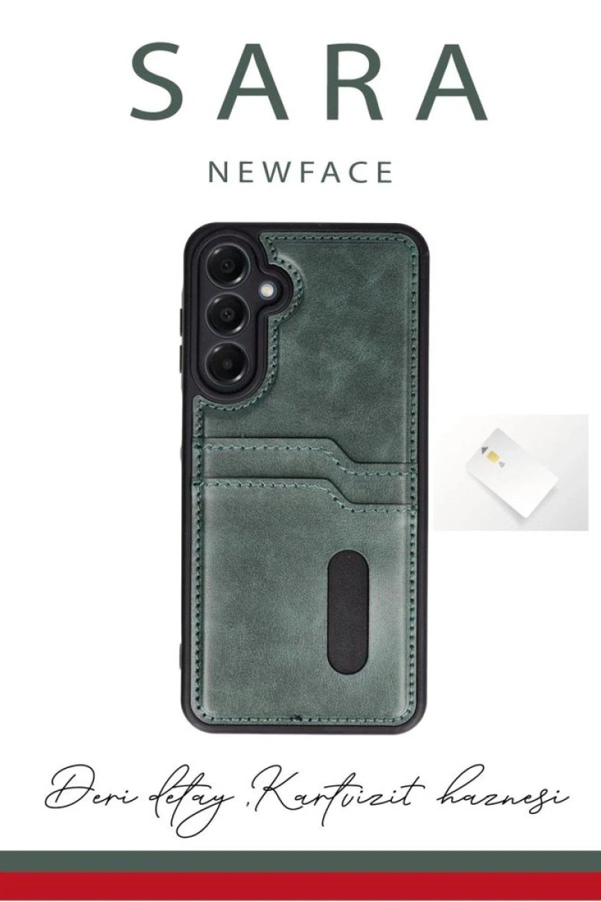 Newface Samsung Galaxy S24 FE Kılıf Sara Kartvizitli Deri Kılıf - Taba