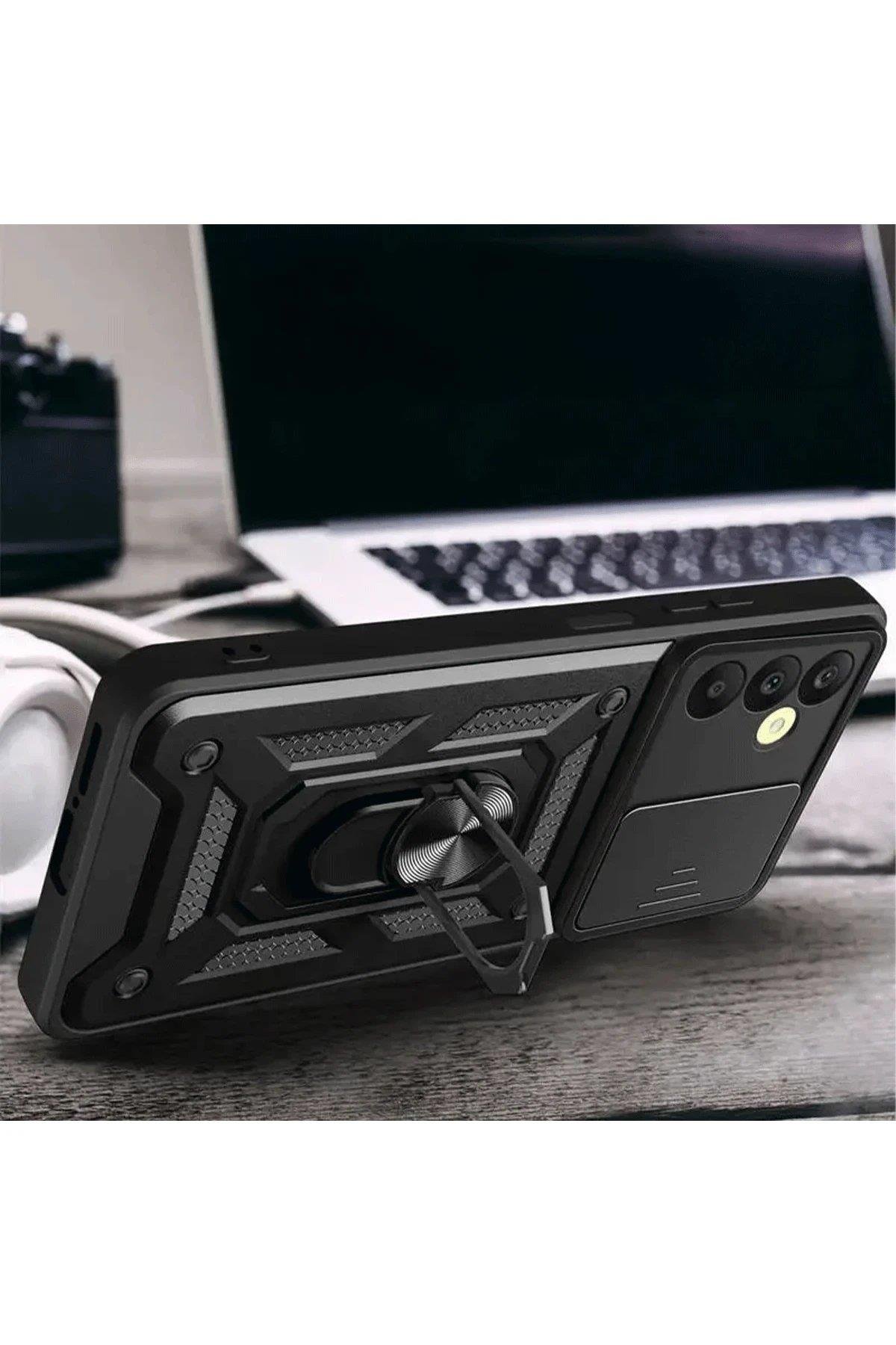 Newface Samsung Galaxy S24 FE Pars Lens Yüzüklü Silikon - Kırmızı