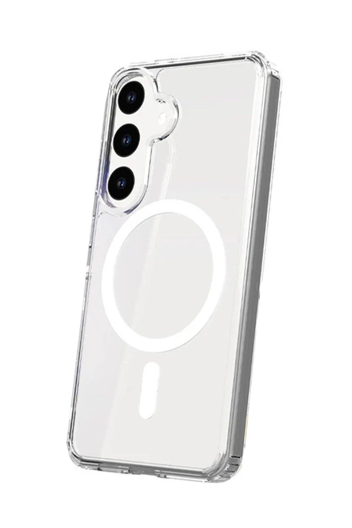 Newface Samsung Galaxy S24 Plus Kılıf Magneticsafe Şeffaf Silikon - Şeffaf