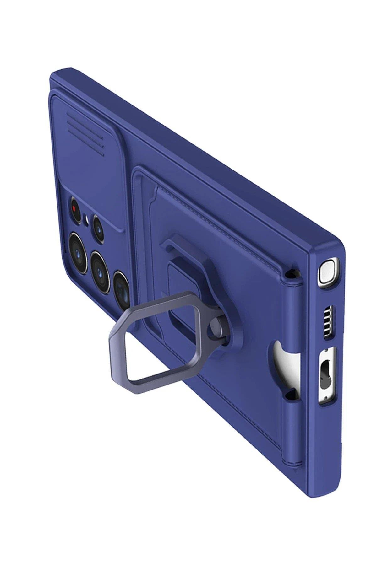 Newface Samsung Galaxy S24 Ultra Kılıf Zuma Kartvizitli Yüzüklü Silikon - Lacivert