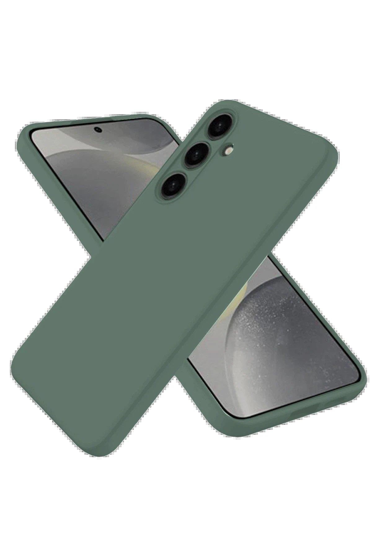 Newface Samsung Galaxy S25 Kılıf Nano içi Kadife Silikon - Koyu Yeşil