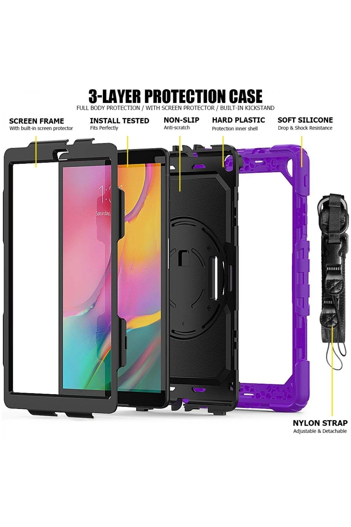 Newface Samsung Galaxy T510 Tab A 10.1 Kılıf Pars Tablet Kapak - Mor