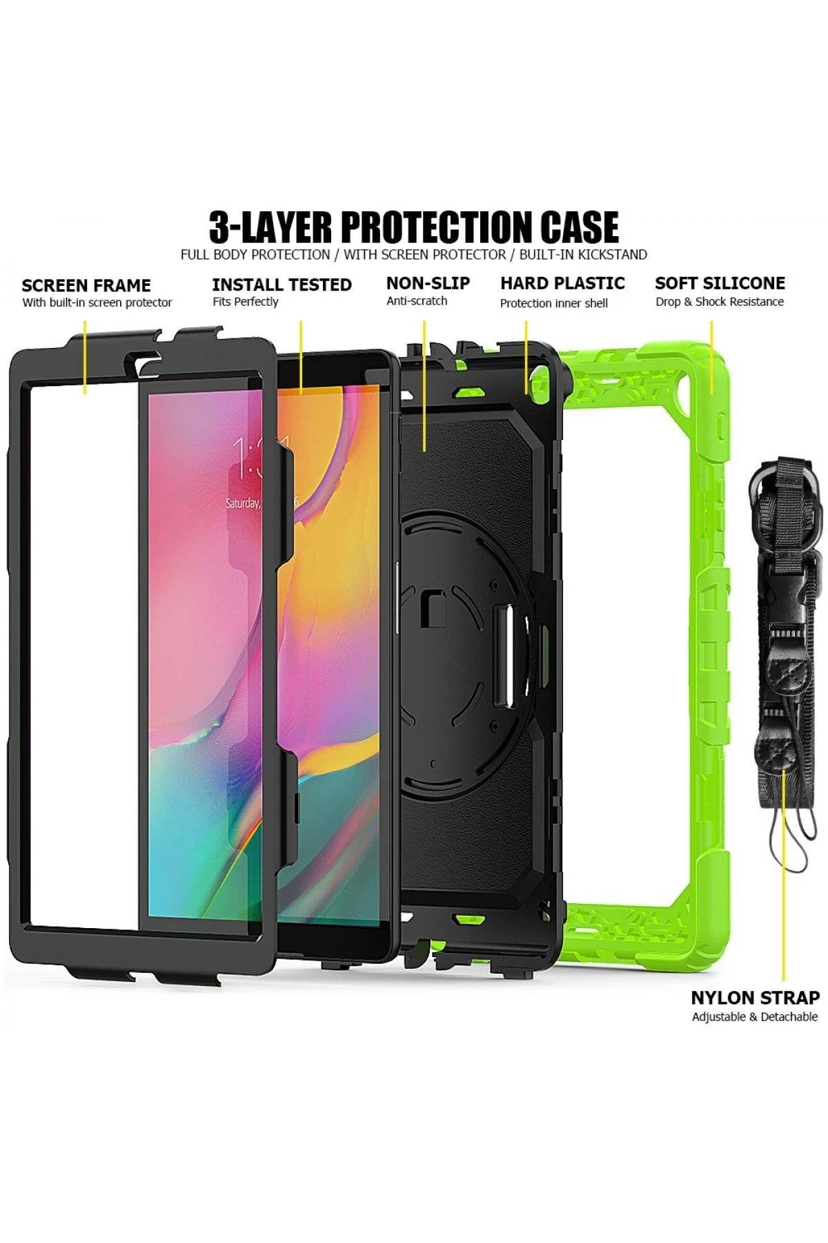 Newface Samsung Galaxy T510 Tab A 10.1 Kılıf Pars Tablet Kapak - Yeşil