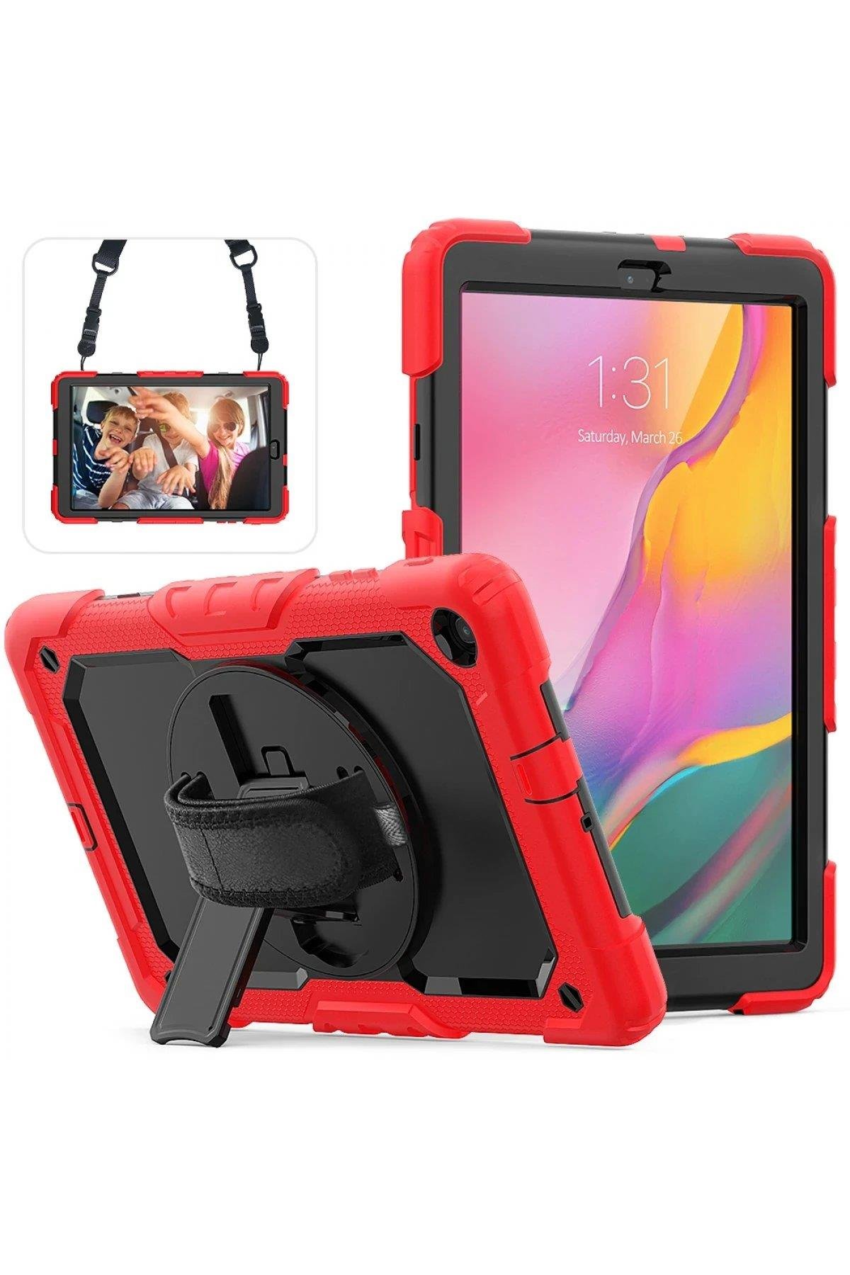 Newface Samsung Galaxy T510 Tab A 10.1 Kılıf Pars Tablet Kapak - Kırmızı