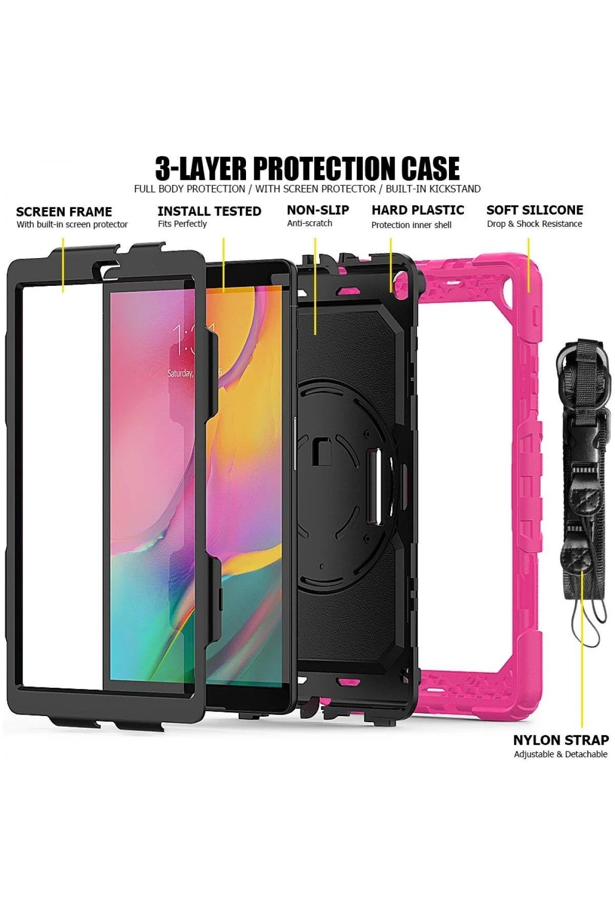 Newface Samsung Galaxy T510 Tab A 10.1 Kılıf Pars Tablet Kapak - Pembe