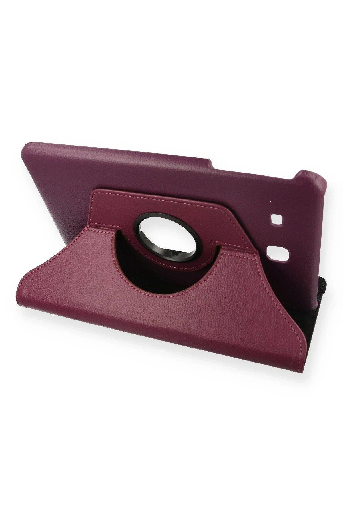 Newface Samsung Galaxy T560 Tab E 9.7 Kılıf 360 Tablet Deri Kılıf - Mürdüm