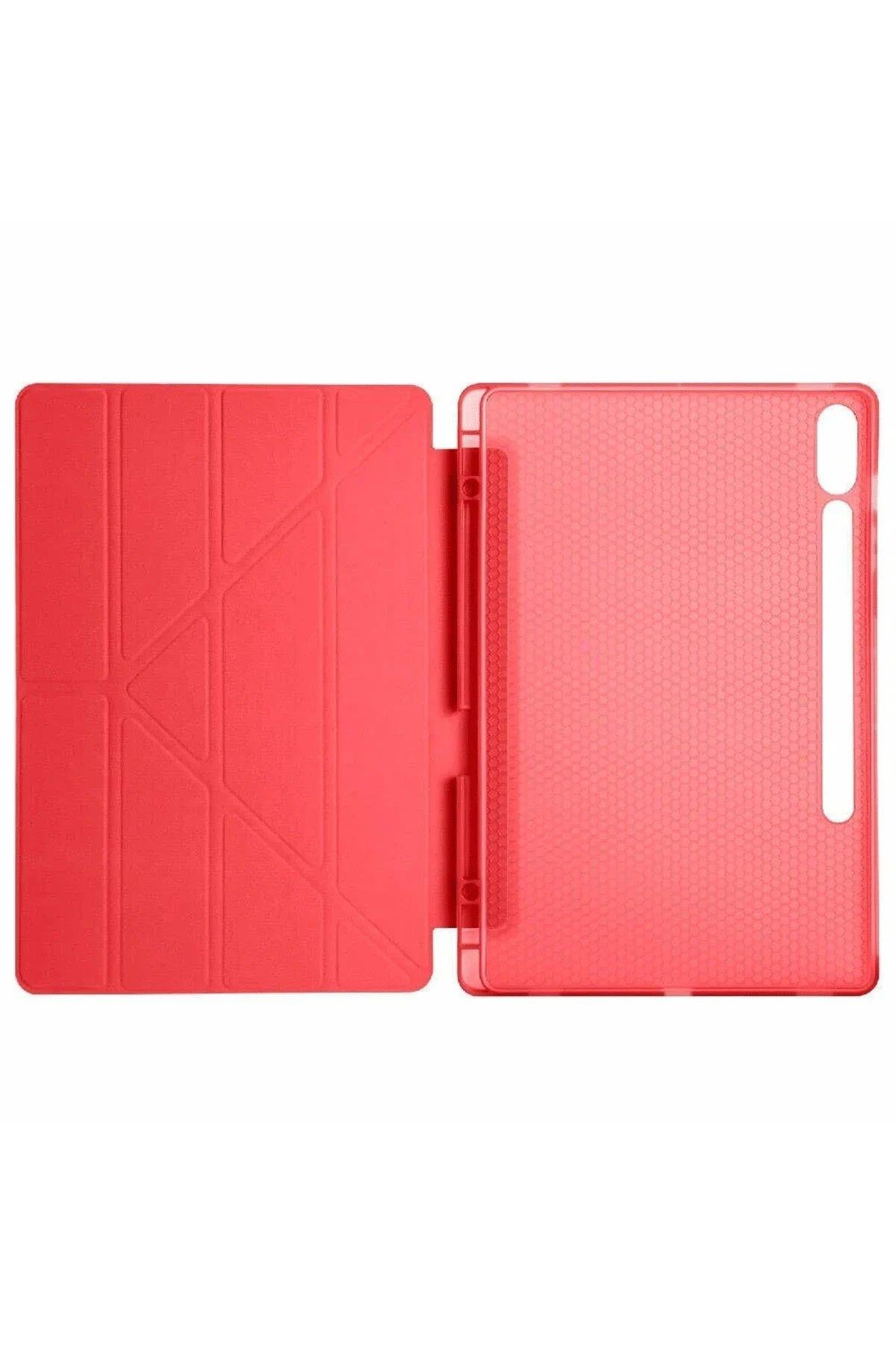 Newface Samsung Galaxy X510 Tab S9 FE 11 Kılıf Kalemlikli Mars Tablet Kılıfı - Kırmızı