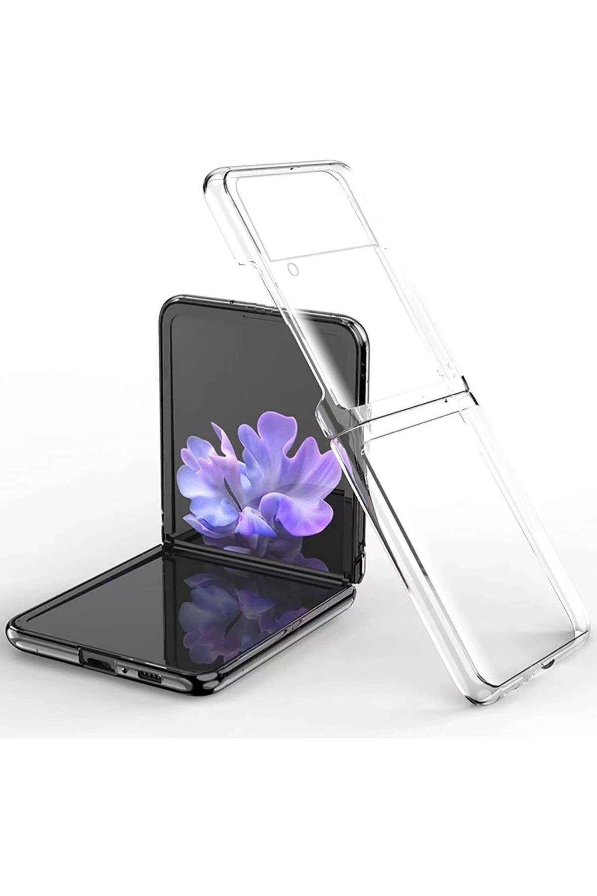 Newface Samsung Galaxy Z Flip 3 Kılıf Fold TPU Silikon - Şeffaf