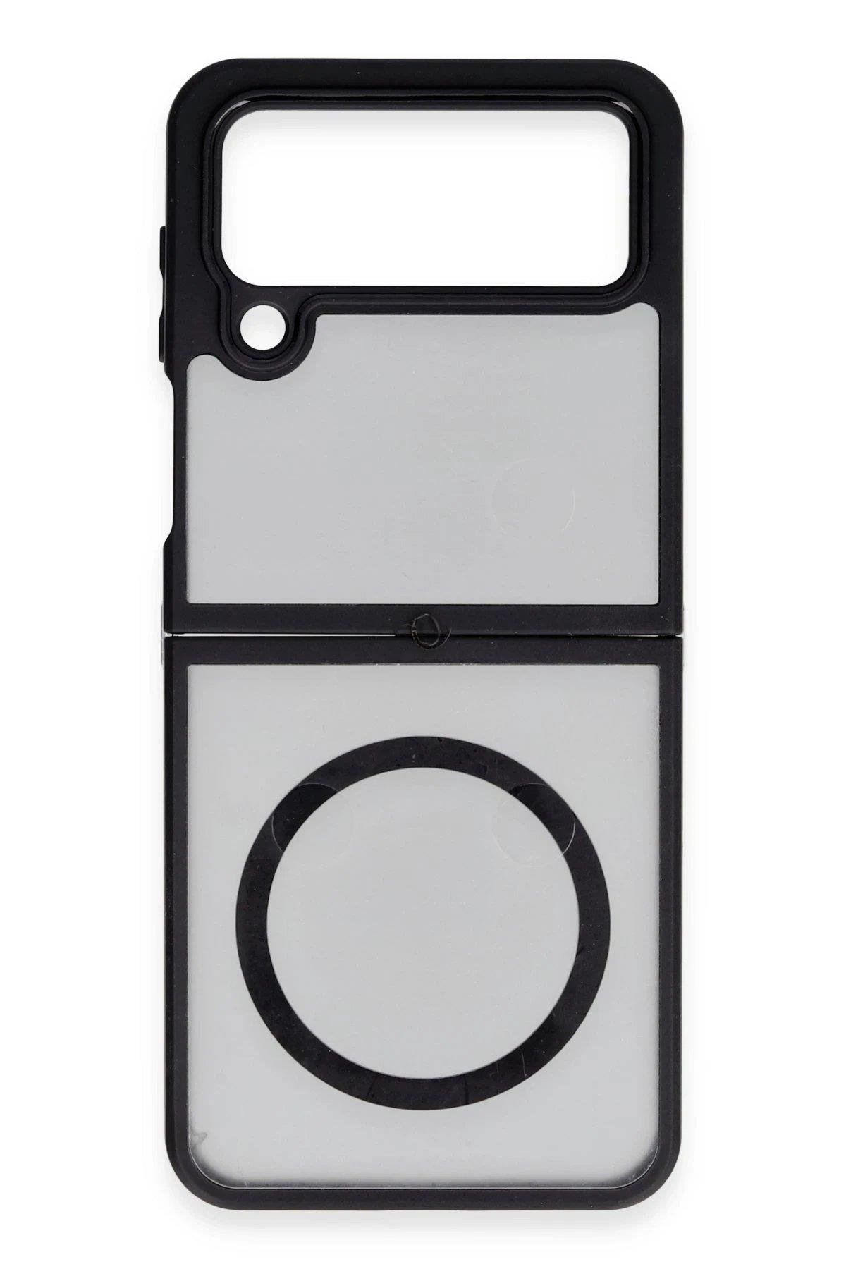 Newface Samsung Galaxy Z Flip 4 Kılıf Blur Fold Magsafe Kapak - Mat Siyah