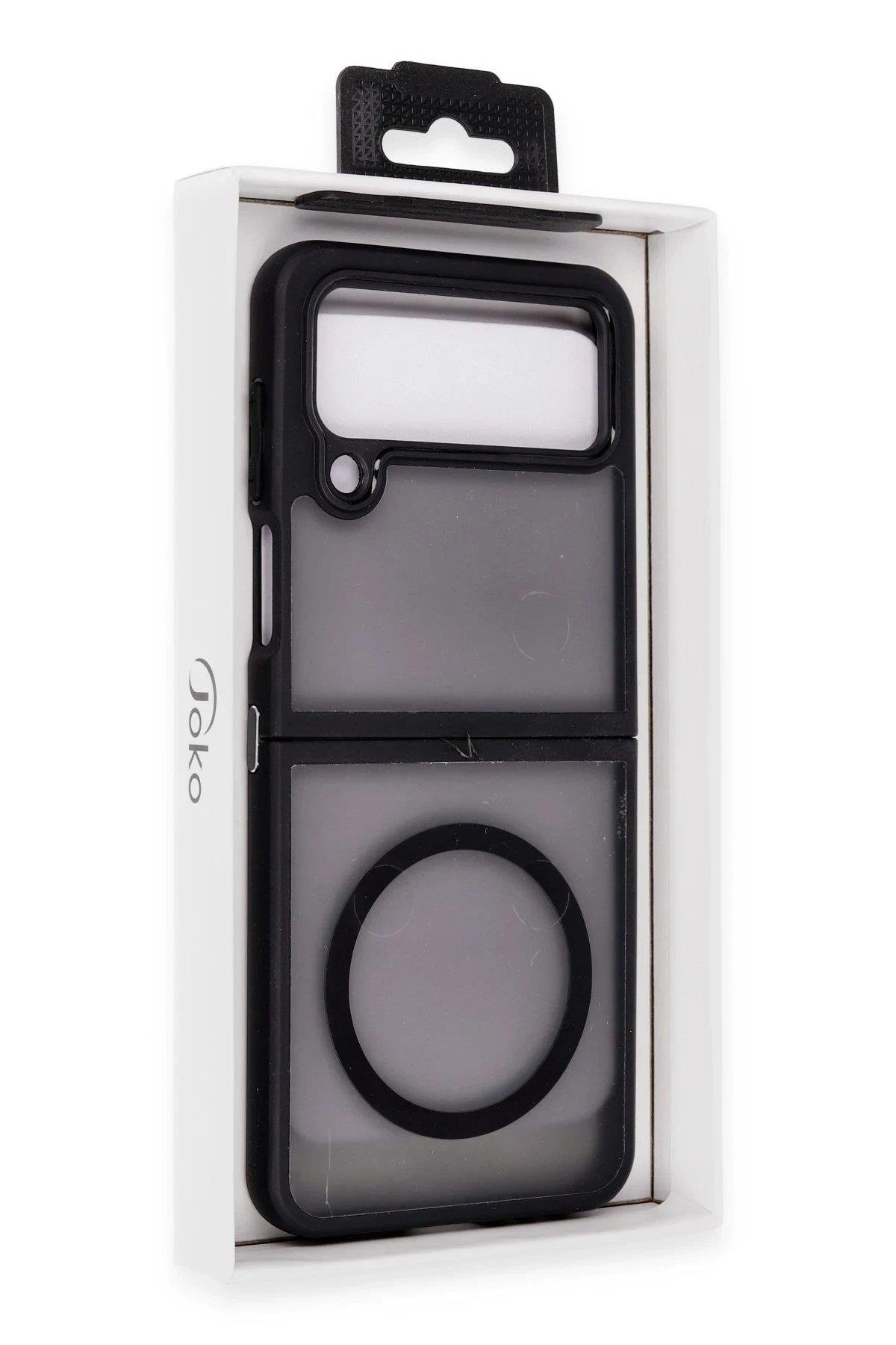 Newface Samsung Galaxy Z Flip 4 Kılıf Blur Fold Magsafe Kapak - Mat Siyah