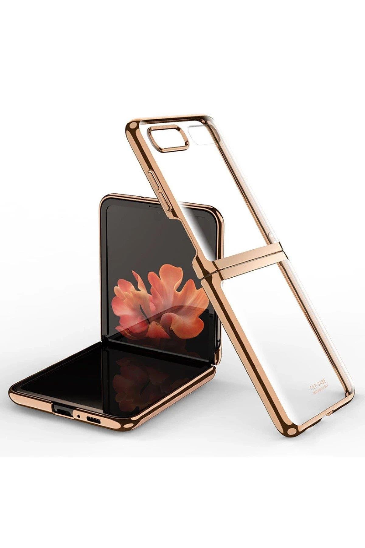 Newface Samsung Galaxy Z Flip 4 Kılıf Fold Element Kapak - Gold