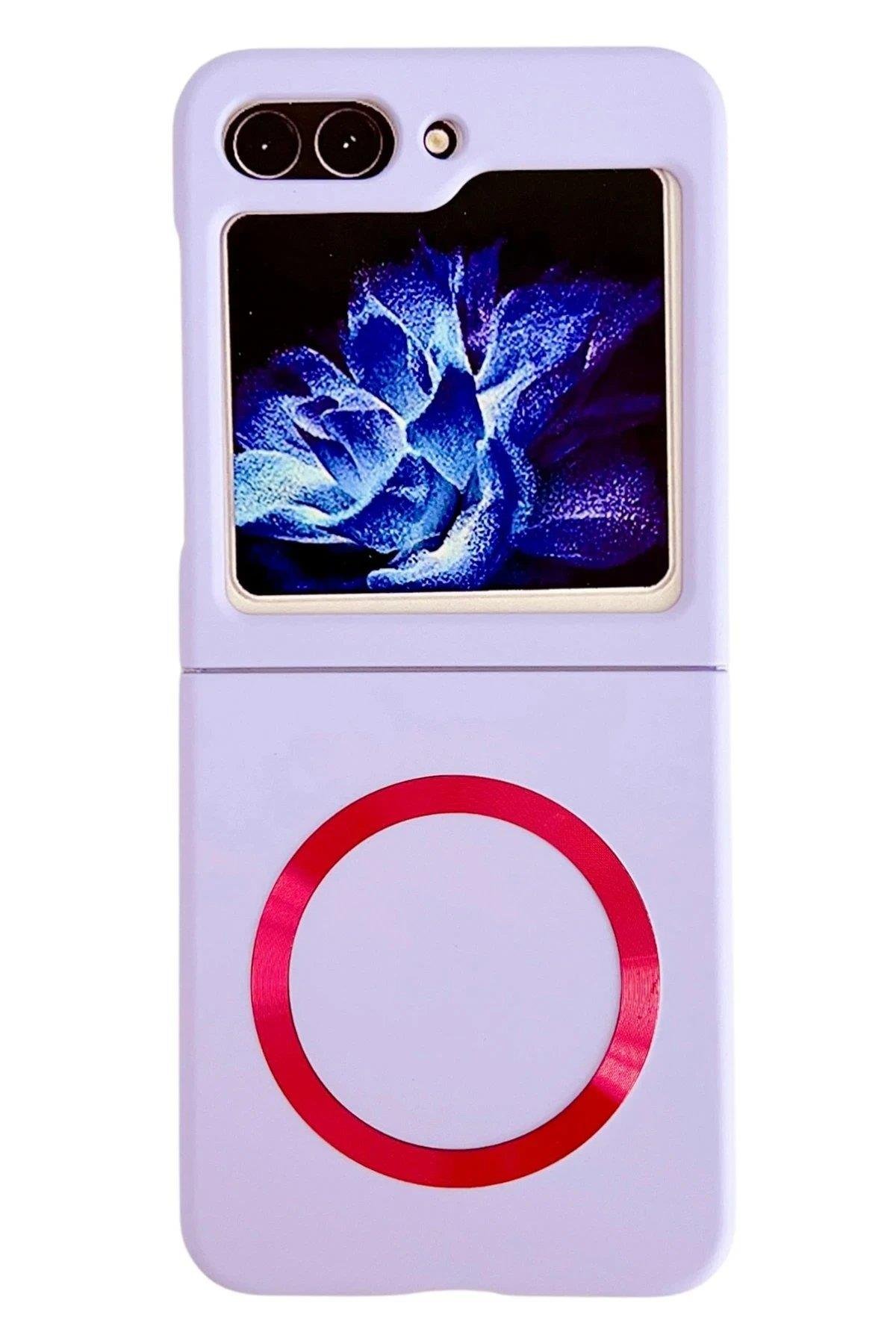 Newface Samsung Galaxy Z Flip 5 Kılıf Mata Fold Kapak - Lila