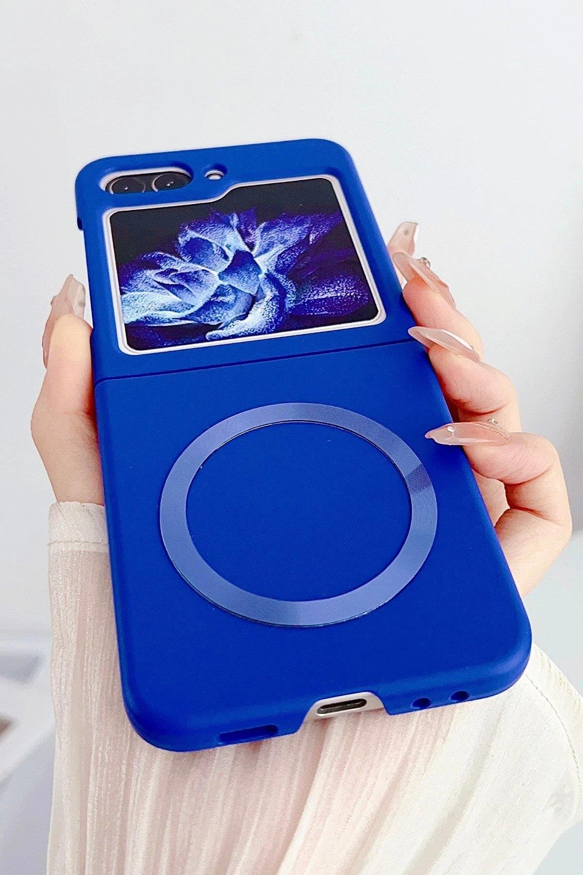 Newface Samsung Galaxy Z Flip 5 Kılıf Mata Fold Kapak - Lila