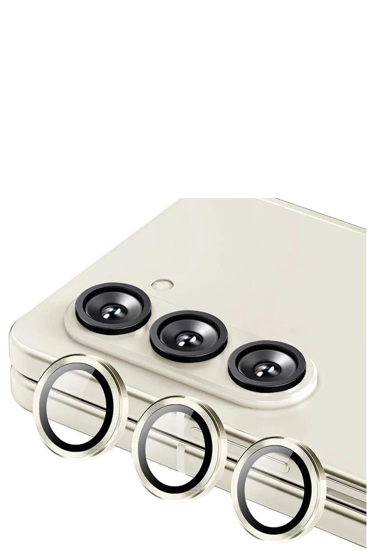 Newface Samsung Galaxy Z Fold 5 Valdez Metal Kamera Lens - Krem