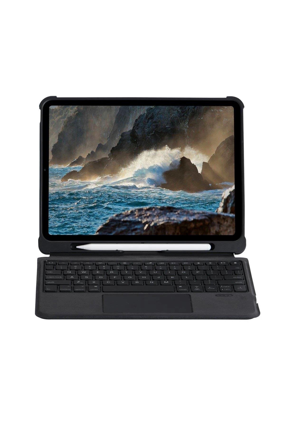 Newface T5206D iPad 10.2 (7.nesil) Kılıf İnter Ledli Klavyeli Tablet Kılıfı - Siyah