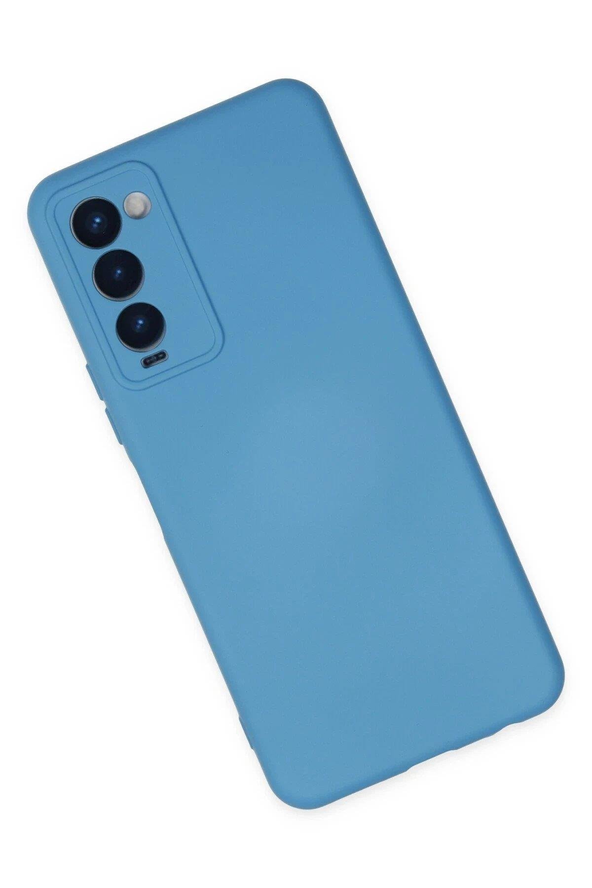 Newface Tecno Camon 18 Kılıf Nano içi Kadife Silikon - Mavi