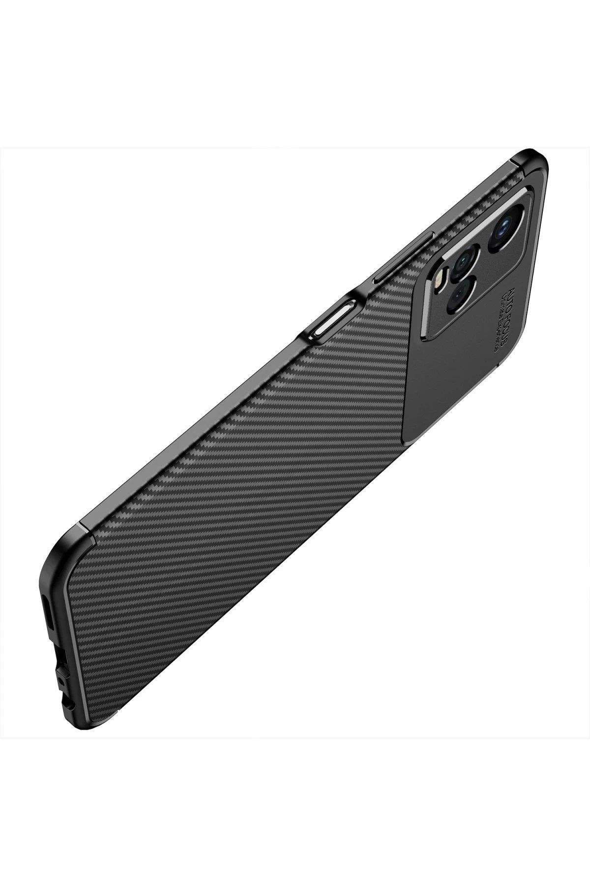 Newface Vivo Y21S Kılıf Auto Focus Karbon Kapak - Siyah
