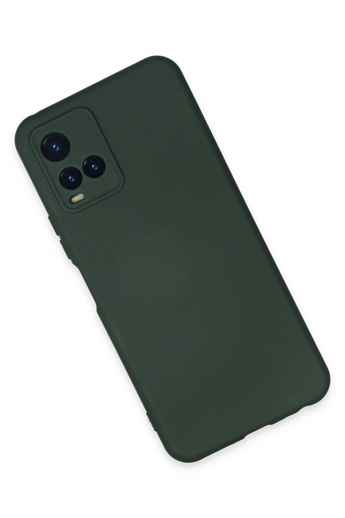 Newface Vivo Y21S Kılıf Nano içi Kadife Silikon - Koyu Yeşil