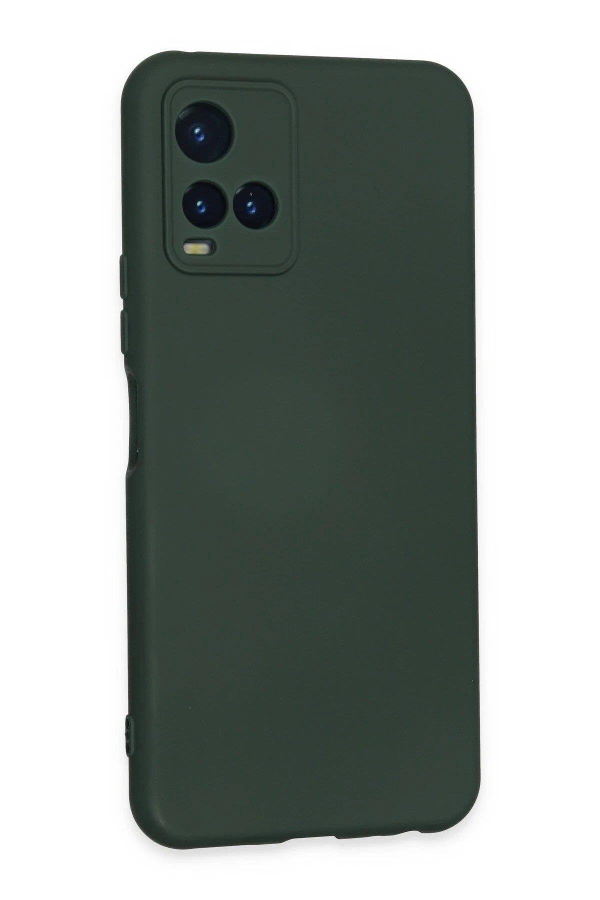 Newface Vivo Y21S Kılıf Nano içi Kadife Silikon - Koyu Yeşil