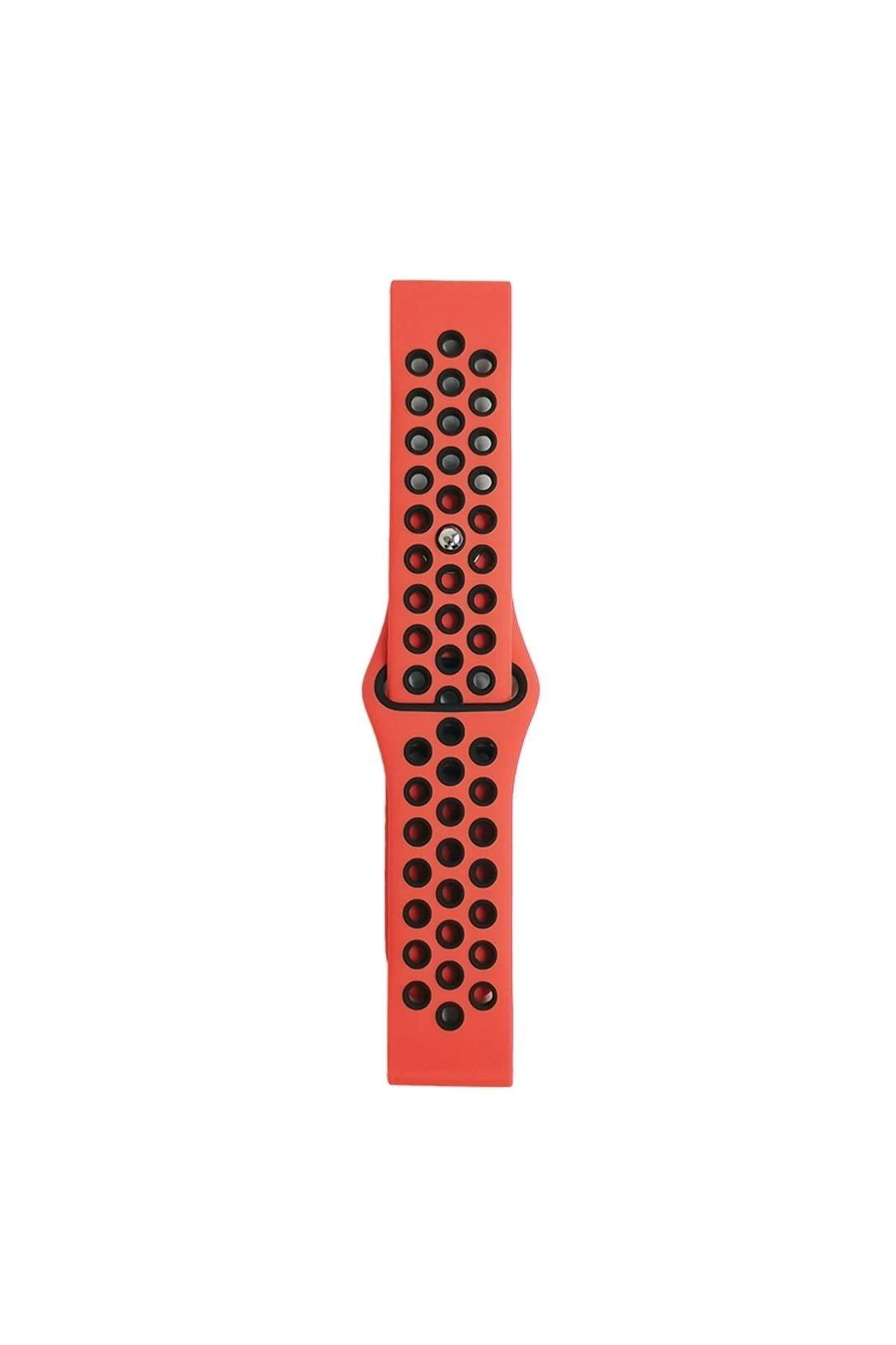 Newface Watch 20mm Spor Delikli Kordon - Kırmızı-Siyah