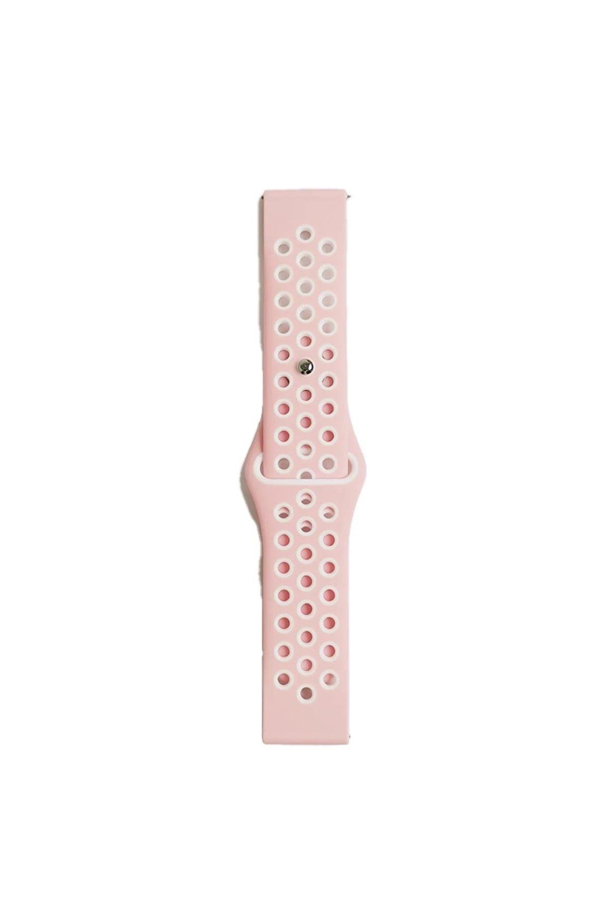 Newface Watch 22mm Spor Delikli Kordon - Pembe-Beyaz