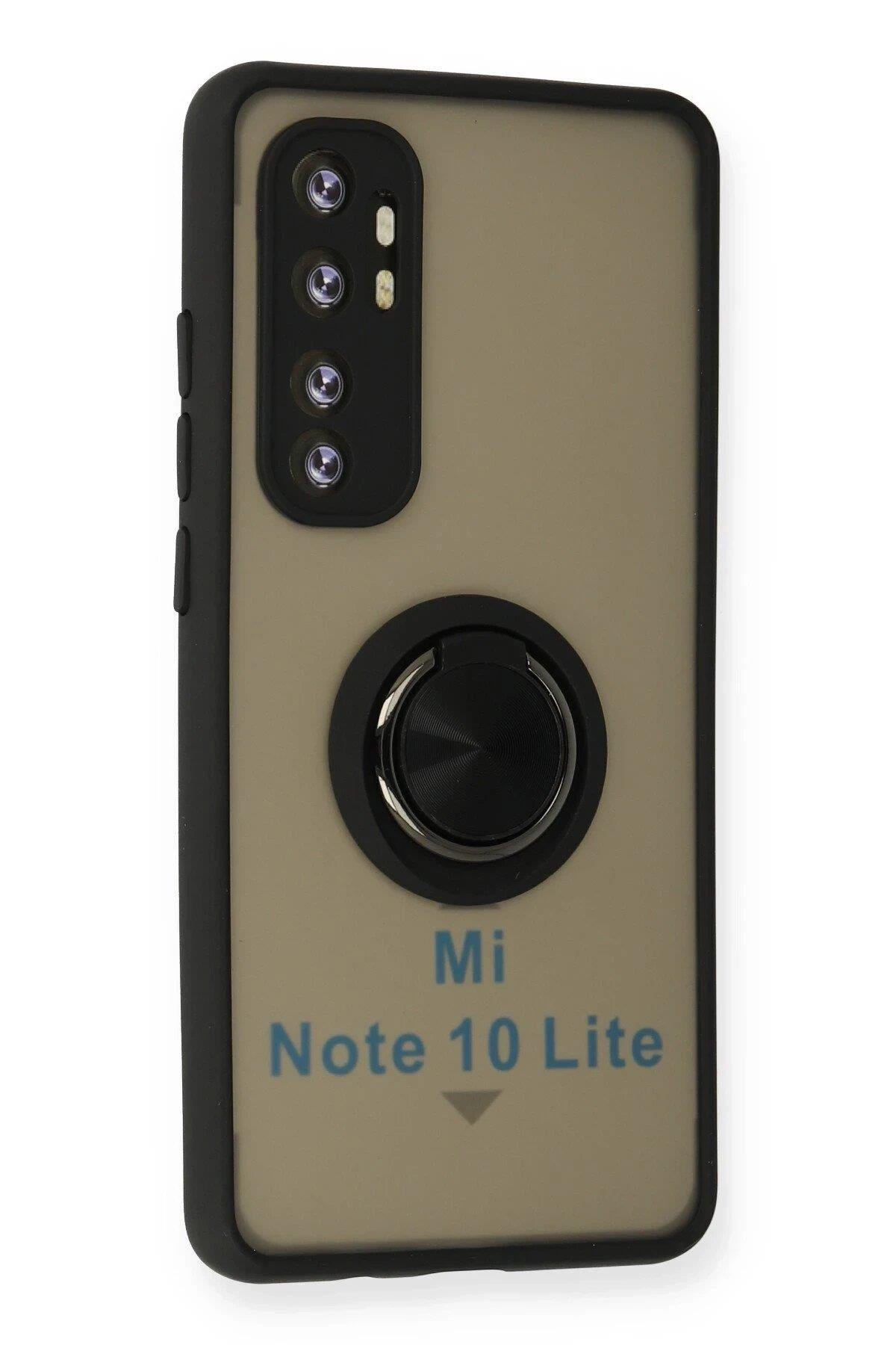 Newface Xiaomi Mi Note 10 Lite Kılıf Montreal Yüzüklü Silikon Kapak - Siyah