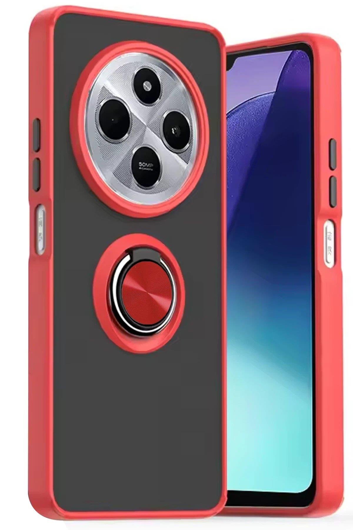 Newface Xiaomi Redmi 14C Kılıf Montreal Yüzüklü Silikon Kapak - Kırmızı