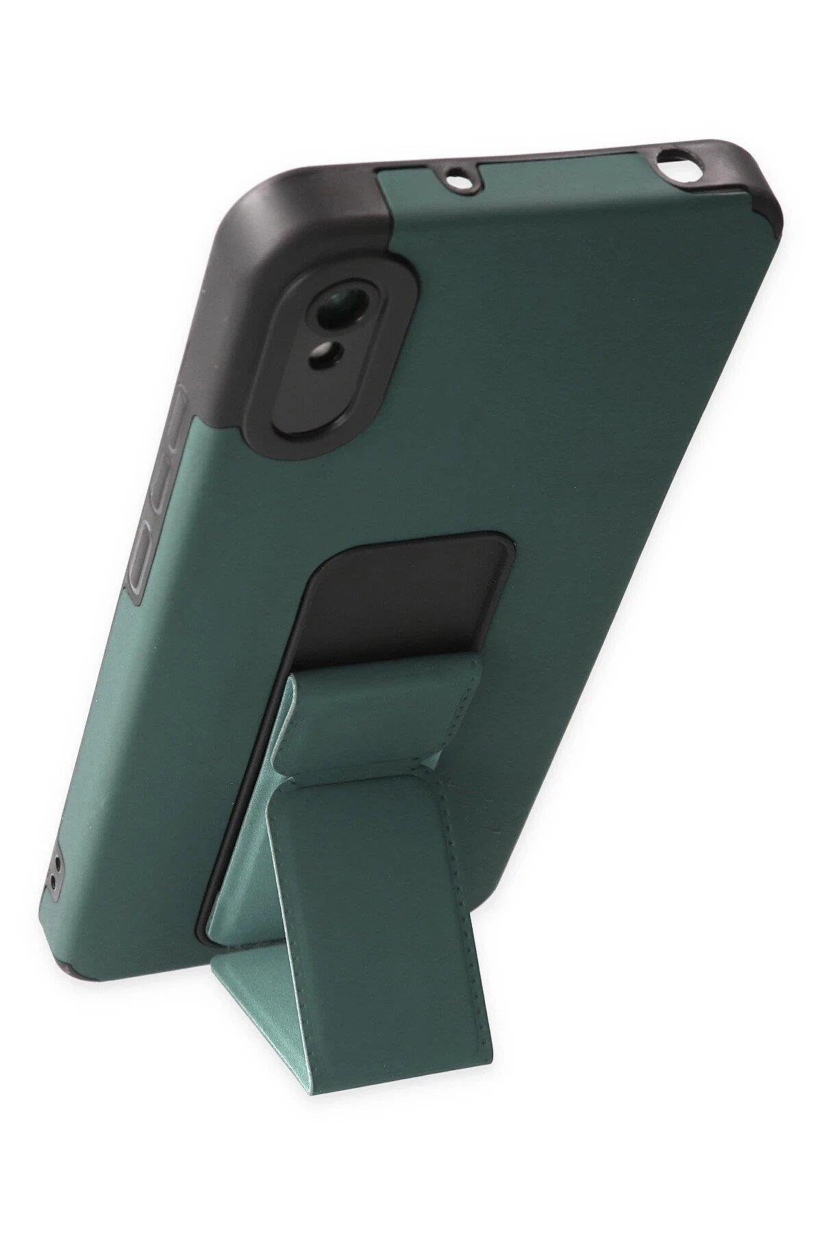 Newface Xiaomi Redmi 9A Kılıf Mega Standlı Silikon - Yeşil