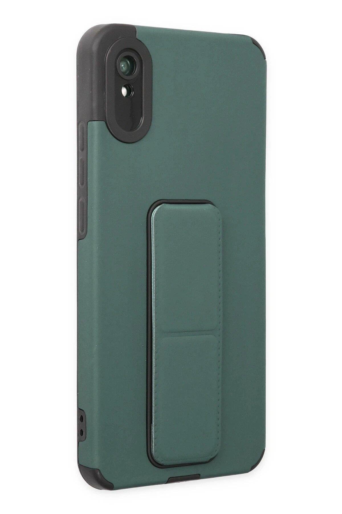 Newface Xiaomi Redmi 9A Kılıf Mega Standlı Silikon - Yeşil