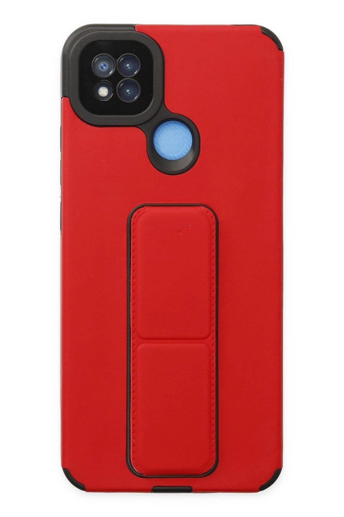 Newface Xiaomi Redmi 9C Kılıf Mega Standlı Silikon - Kırmızı