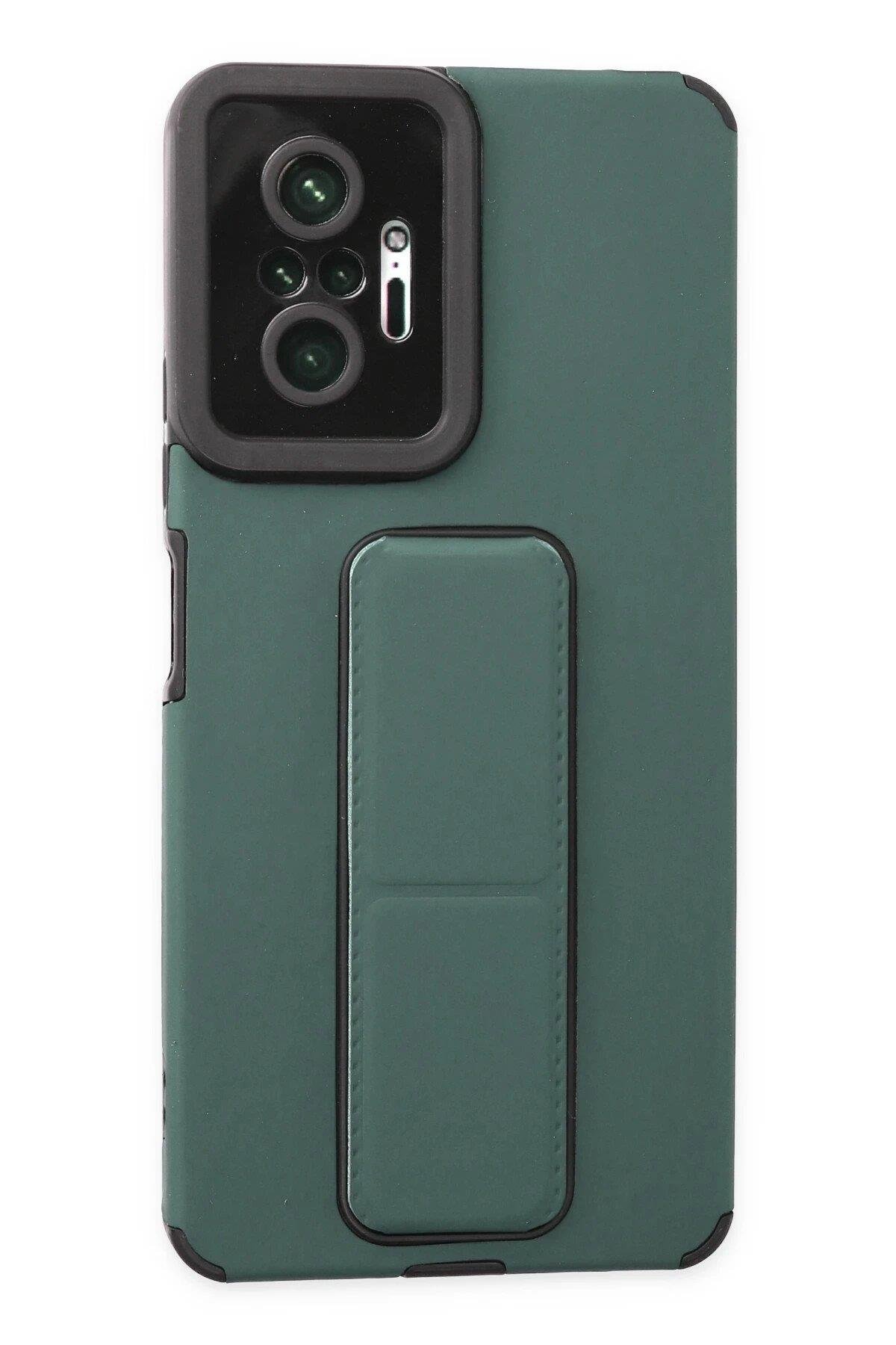 Newface Xiaomi Redmi Note 10 Pro Kılıf Mega Standlı Silikon - Yeşil