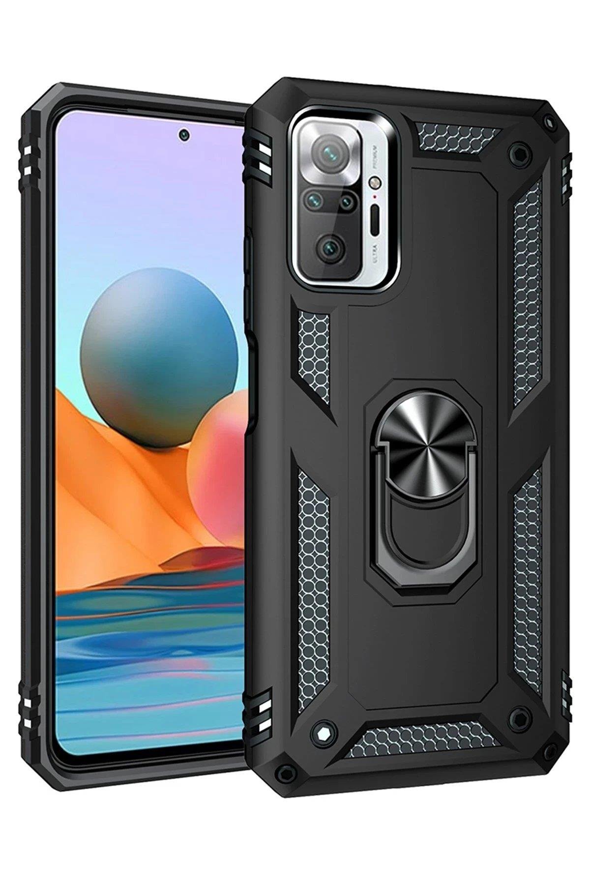 Newface Xiaomi Redmi Note 10 Pro Kılıf Sofya Yüzüklü Silikon Kapak - Siyah