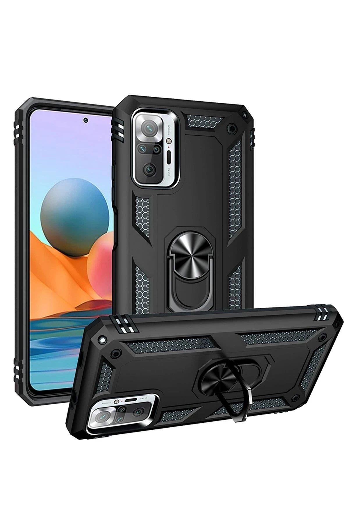 Newface Xiaomi Redmi Note 10 Pro Kılıf Sofya Yüzüklü Silikon Kapak - Siyah