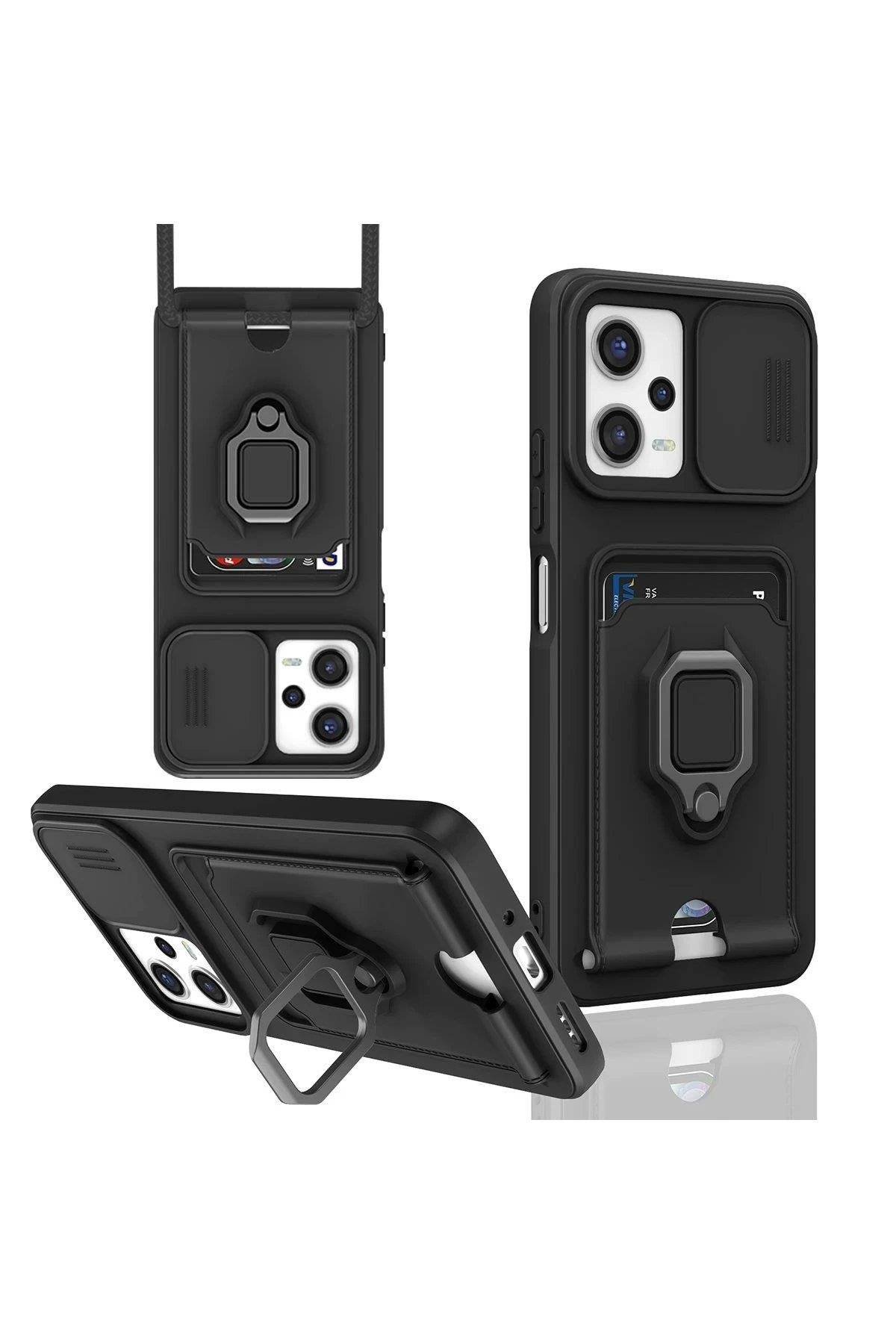 Newface Xiaomi Redmi Note 12 Pro 5G Kılıf Zuma Kartvizitli Yüzüklü Silikon - Siyah