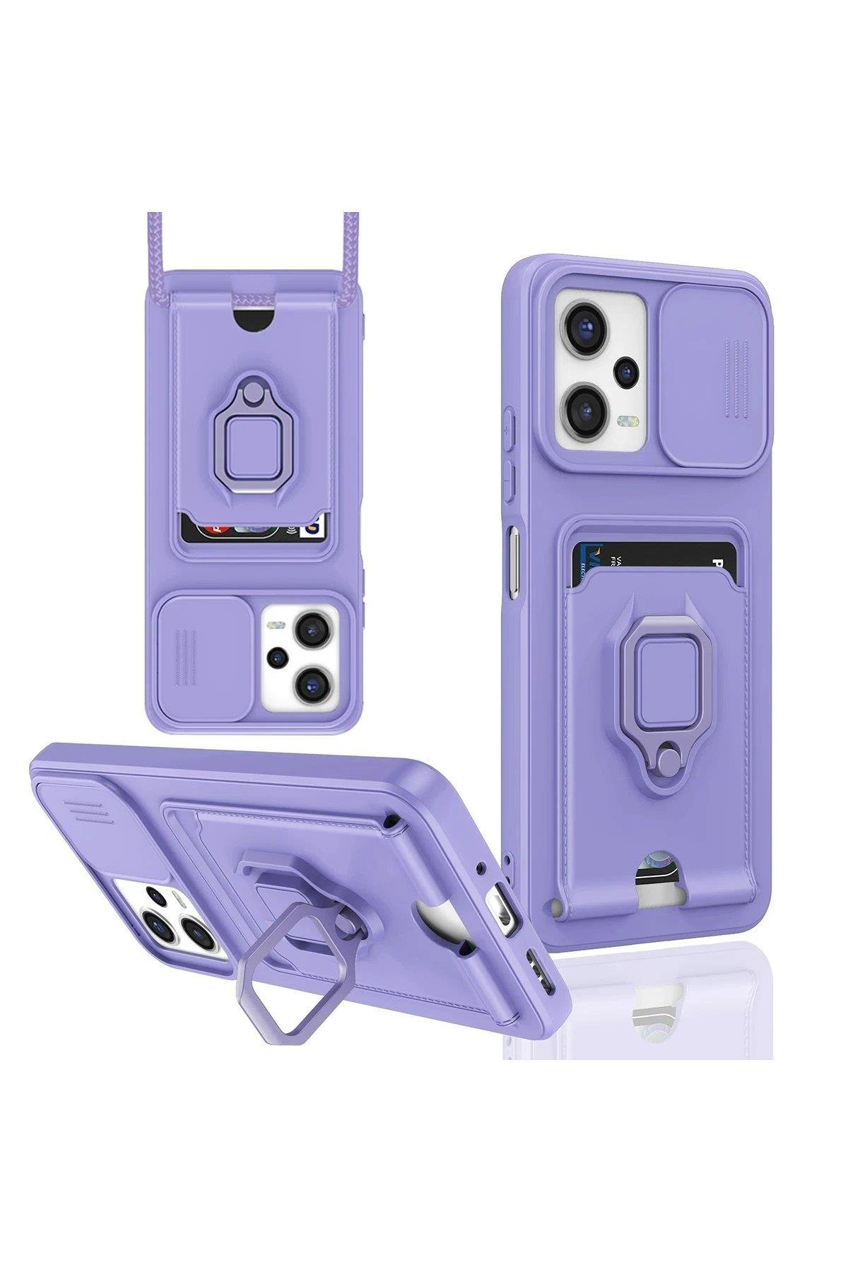 Newface Xiaomi Redmi Note 12 Pro 5G Kılıf Zuma Kartvizitli Yüzüklü Silikon - Lila