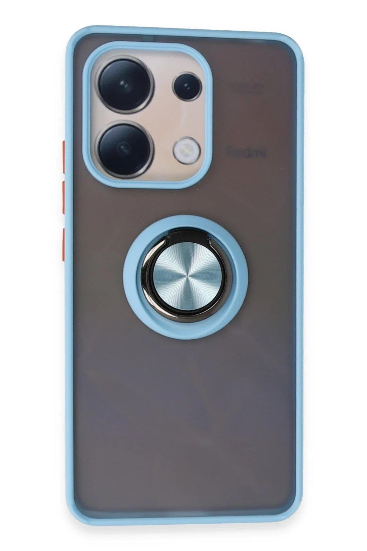 Newface Xiaomi Redmi Note 13 4G Kılıf Montreal Yüzüklü Silikon Kapak - Buz Mavi