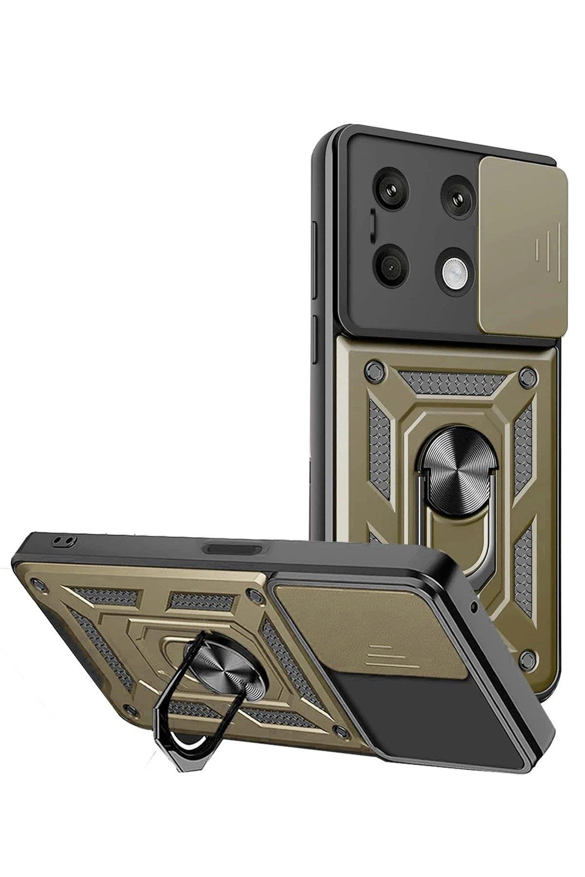 Newface Xiaomi Redmi Note 13 4G Kılıf Pars Lens Yüzüklü Silikon - Gold