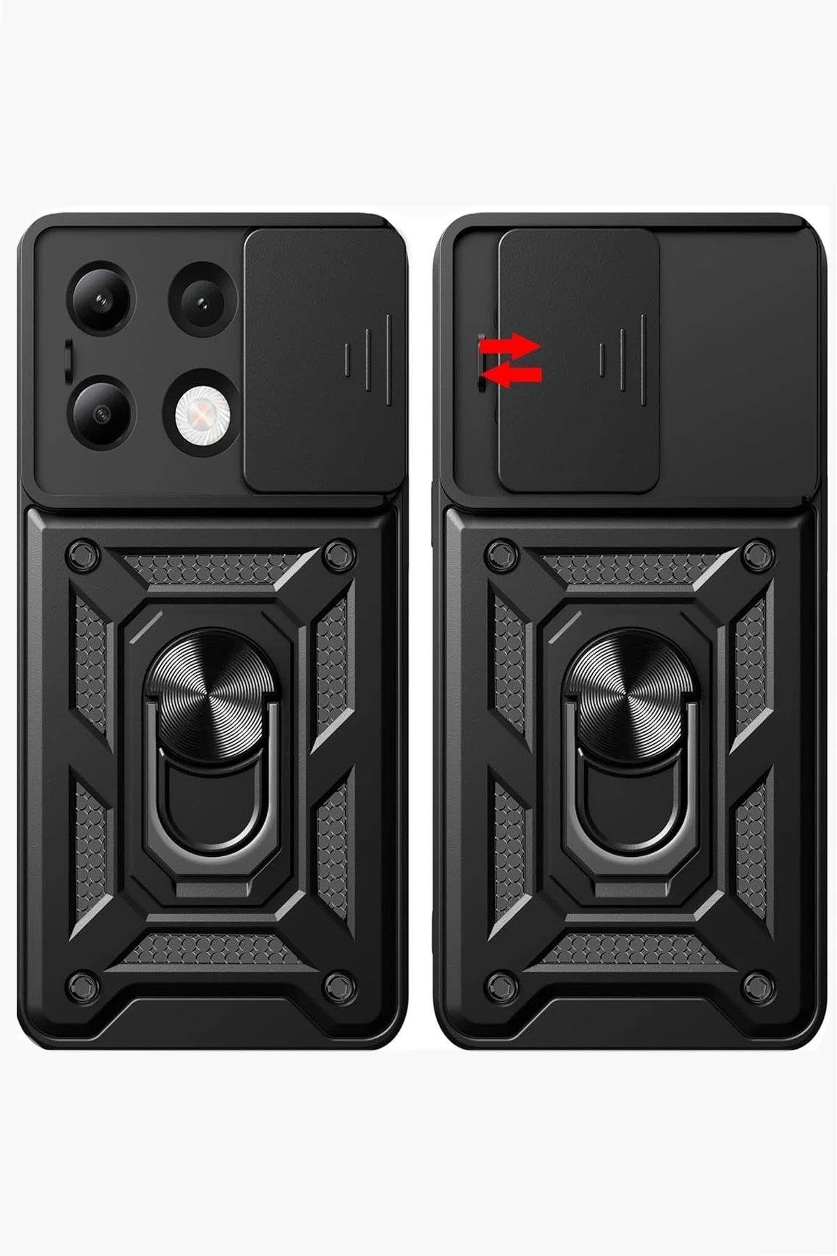 Newface Xiaomi Redmi Note 13 4G Kılıf Pars Lens Yüzüklü Silikon - Gold