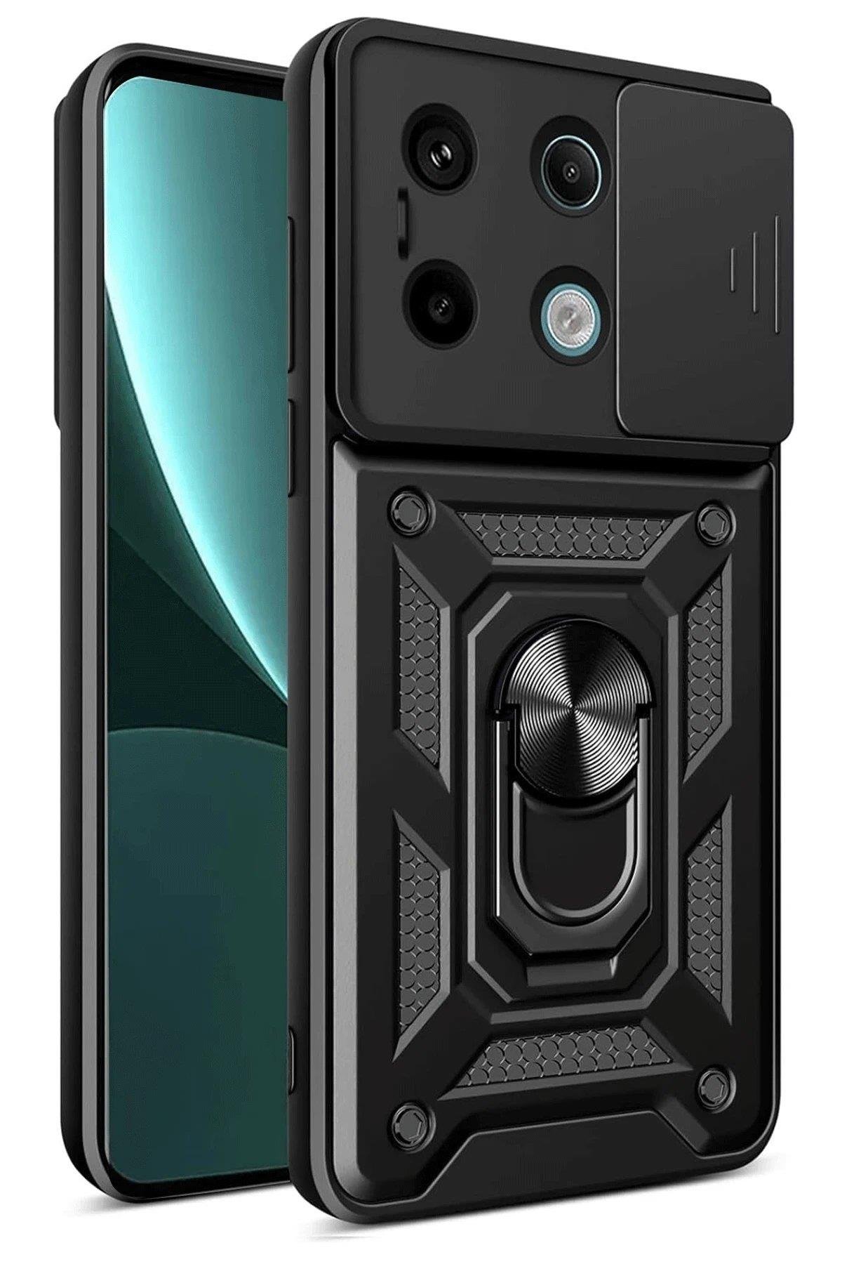 Newface Xiaomi Redmi Note 13 Pro 4G Pars Lens Yüzüklü Silikon - Siyah