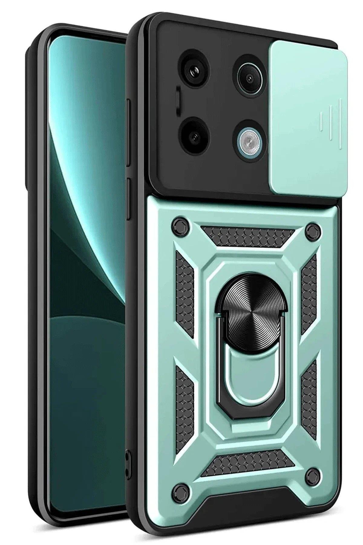 Newface Xiaomi Redmi Note 13 Pro 4G Pars Lens Yüzüklü Silikon - Yeşil