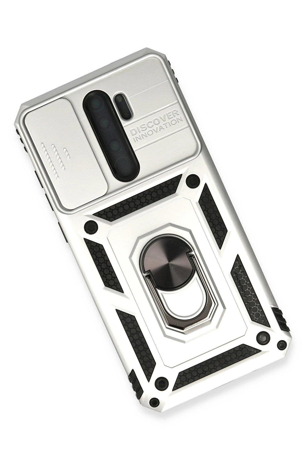 Newface Xiaomi Redmi Note 8 Pro Kılıf Pars Lens Yüzüklü Silikon - Gümüş