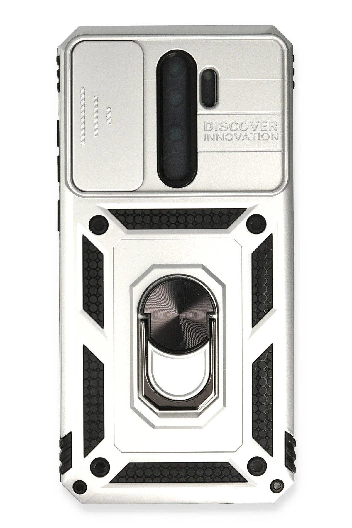 Newface Xiaomi Redmi Note 8 Pro Kılıf Pars Lens Yüzüklü Silikon - Gümüş