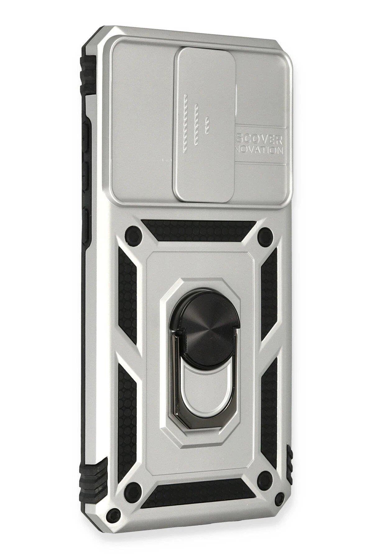 Newface Xiaomi Redmi Note 8 Pro Kılıf Pars Lens Yüzüklü Silikon - Gümüş