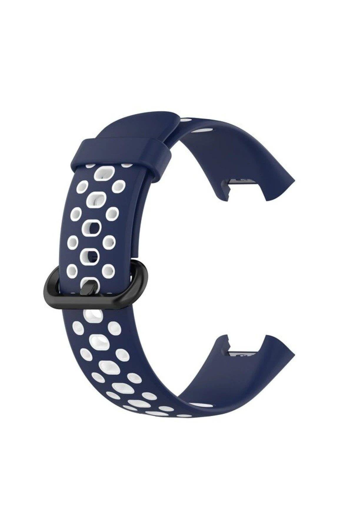 Newface Xiaomi Redmi Watch 2 Spor Delikli Kordon - Lacivert-Beyaz