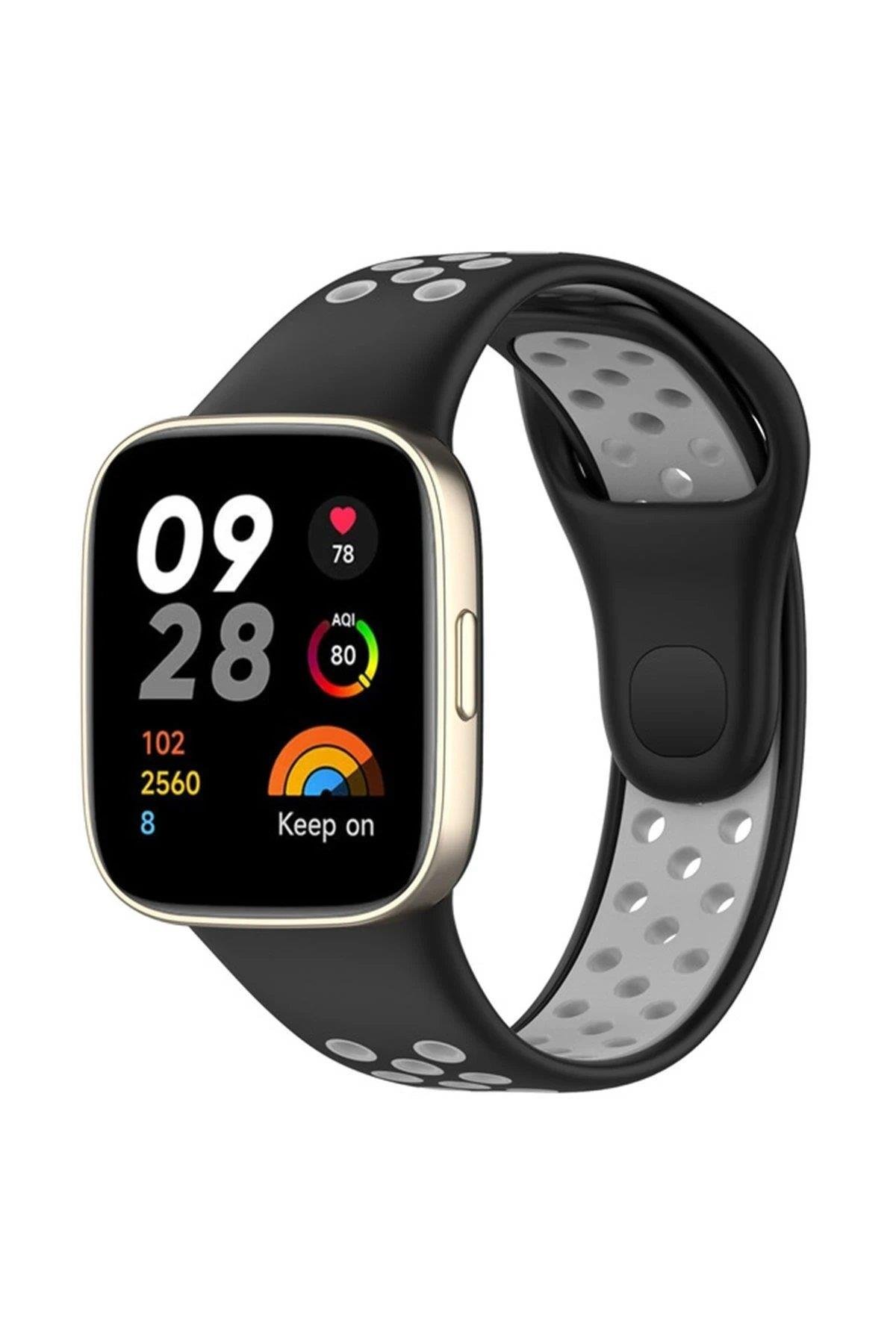 Newface Xiaomi Redmi Watch 3 Spor Delikli Kordon - Siyah-Gri