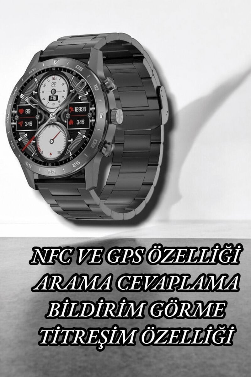 NFC ve Kablosuz Şarjlı Akıllı Saat EKG, Nabız & Spor Modları ile iOS ve Android Uyumlu