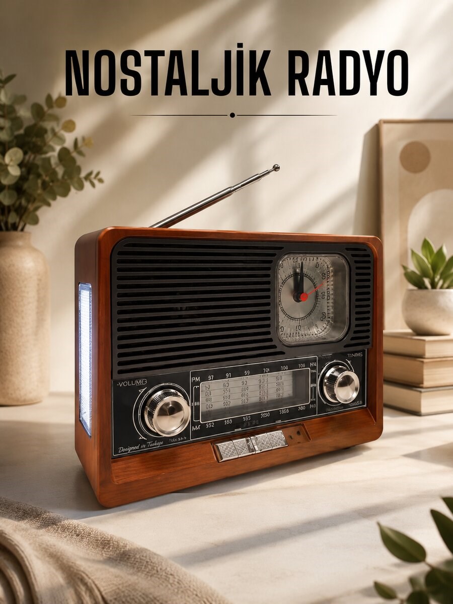 Nostaljik Radyo USB,AUX Ve SD Kart Girişli Bluetooth Bağlantılı
