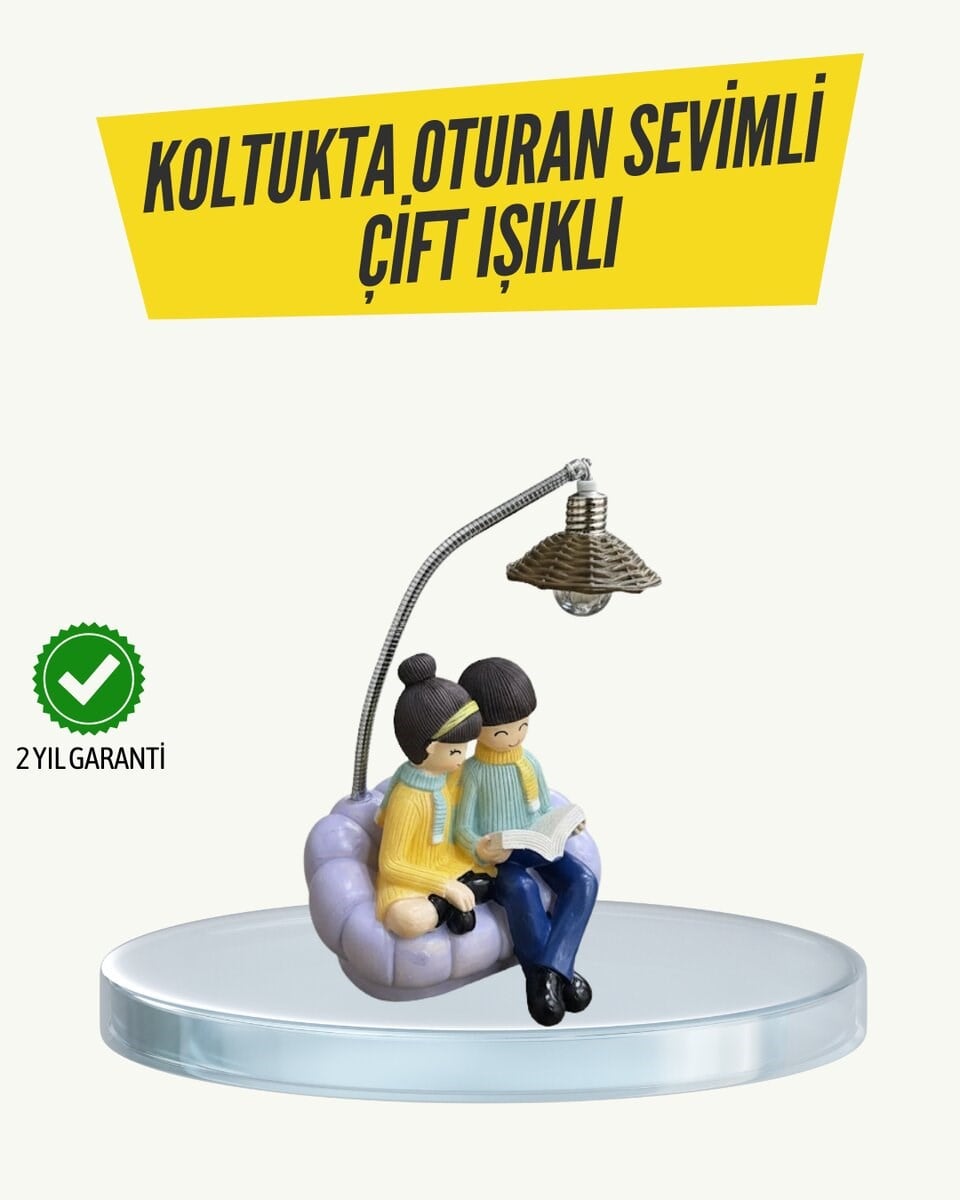 Okuyan Çift Figürlü Dekoratif Gece Lambası Hediye Seçeneği