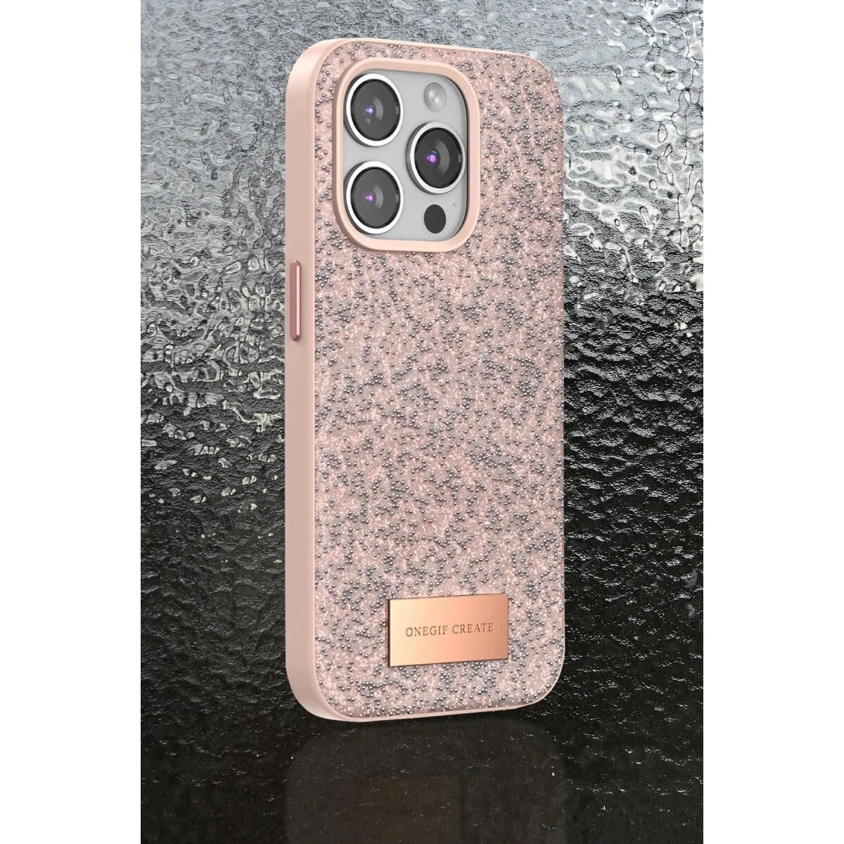 Onegif Apple İphone 14 Pro Max Bright Simli Kapak - Derin Mor