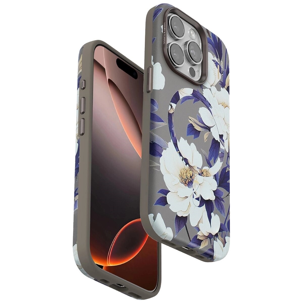 Onegif Apple İphone 14 Pro Max Flower Series Magsafe Kapak - Gri